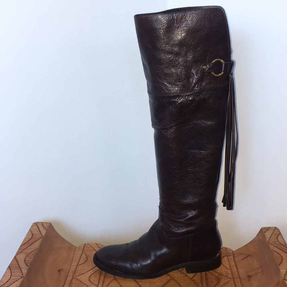 Michael Kors knee high  leather boots with tassel